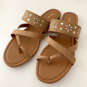STYLE & CO Behati Thong Flat Sandal Natural Brown Women's Size 8.5 M NWB